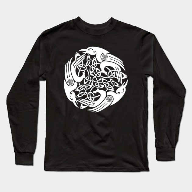 Celtic White Ravens Long Sleeve T-Shirt by Dysis23A